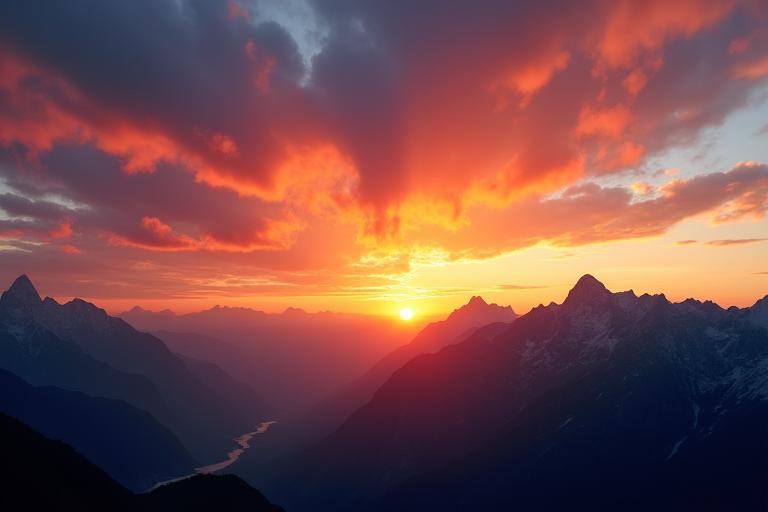 A dramatic sunset over the Tyrolean Alps.