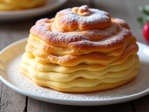 A freshly prepared Salzburger Nockerl dessert on a plate.